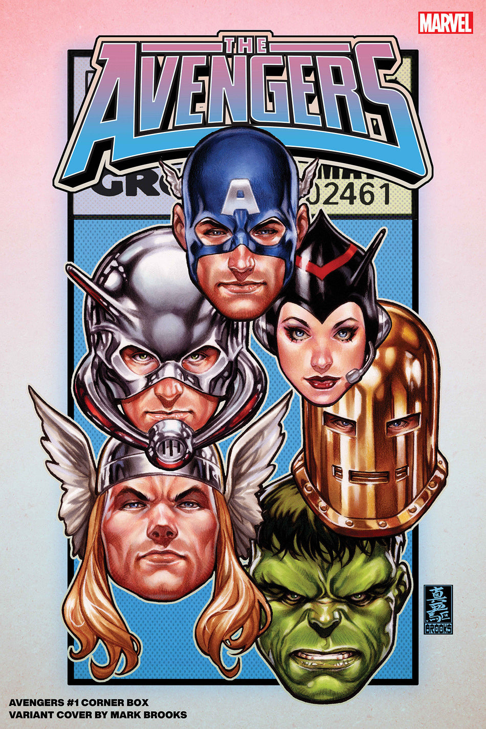 Stock Photo of Avengers 1 Mark Brooks Corner Box Variant comic sold by Stronghold Collectibles