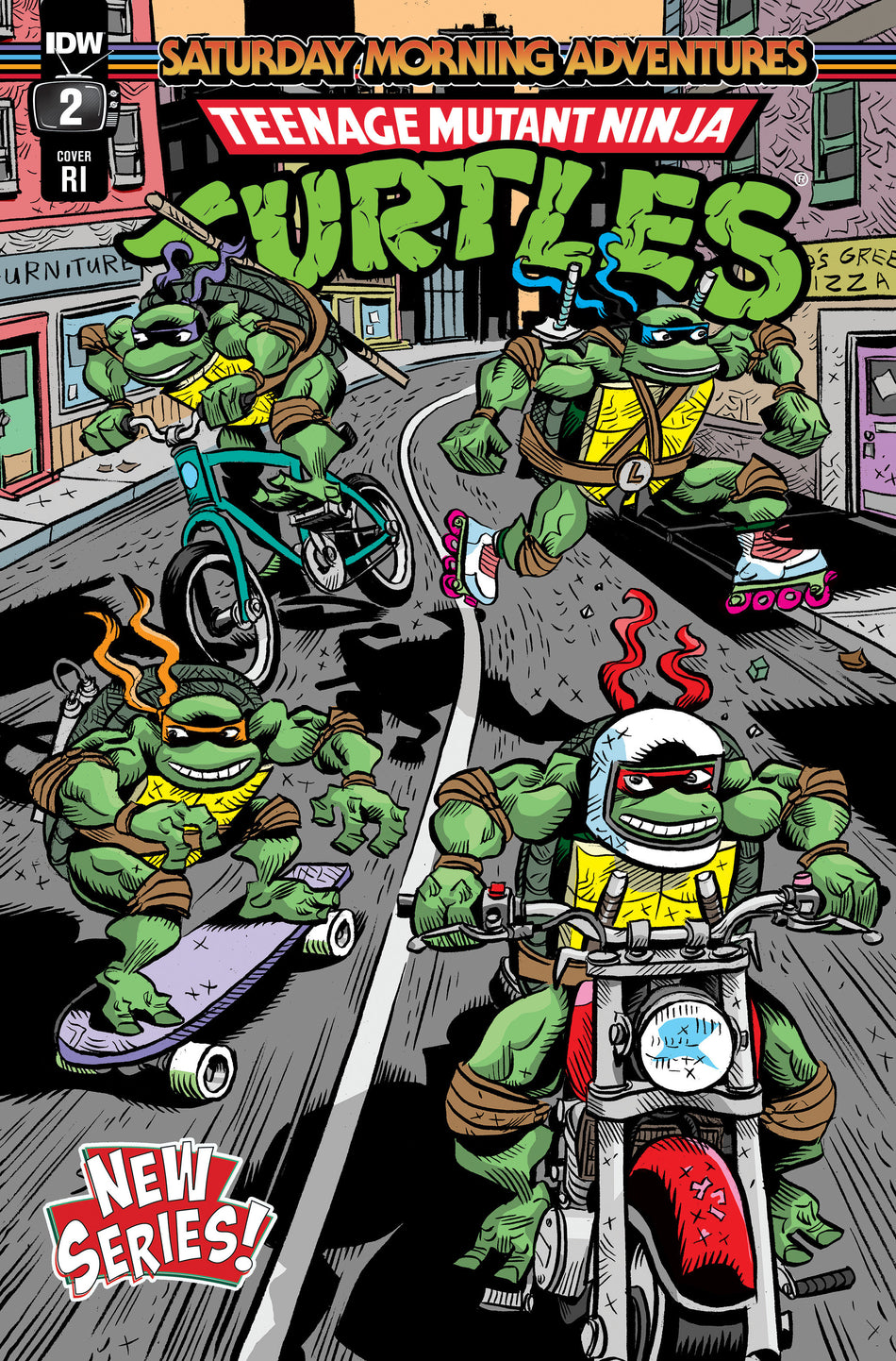 Stock Photo of Teenage Mutant Ninja Turtles: Saturday Morning Adventures (2023-) #2 RI 1:10 Lawson Variant comic sold by Stronghold Collectibles