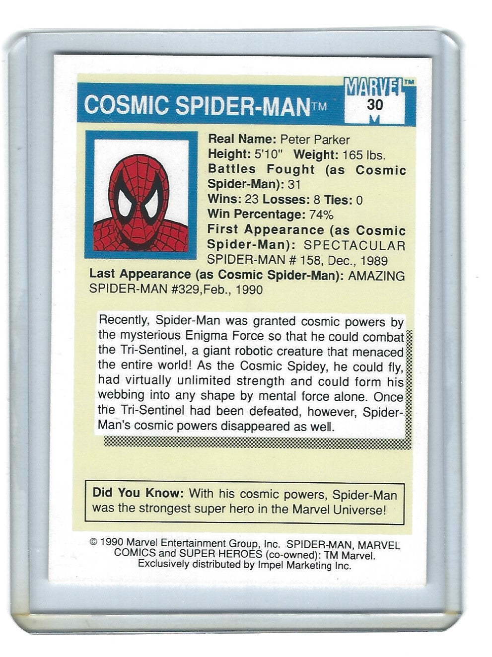 Photo of Marvel Universe Series 1 (Impel, 1990) Card #29 NM Spider-Man Collectible Card sold by Stronghold Collectibles