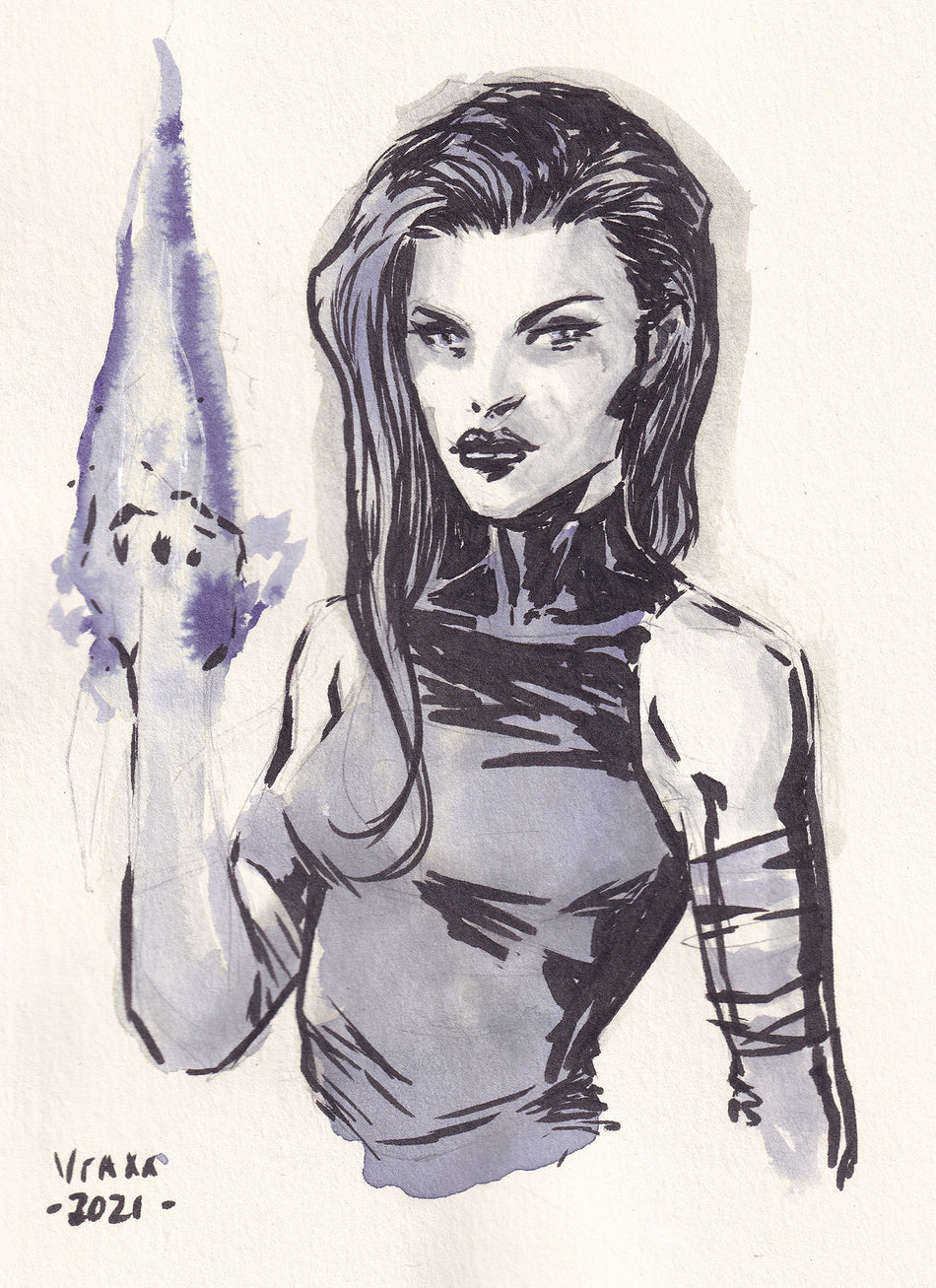 Psylocke - 5" x 7" - Original Art sold by Stronghold Collectibles