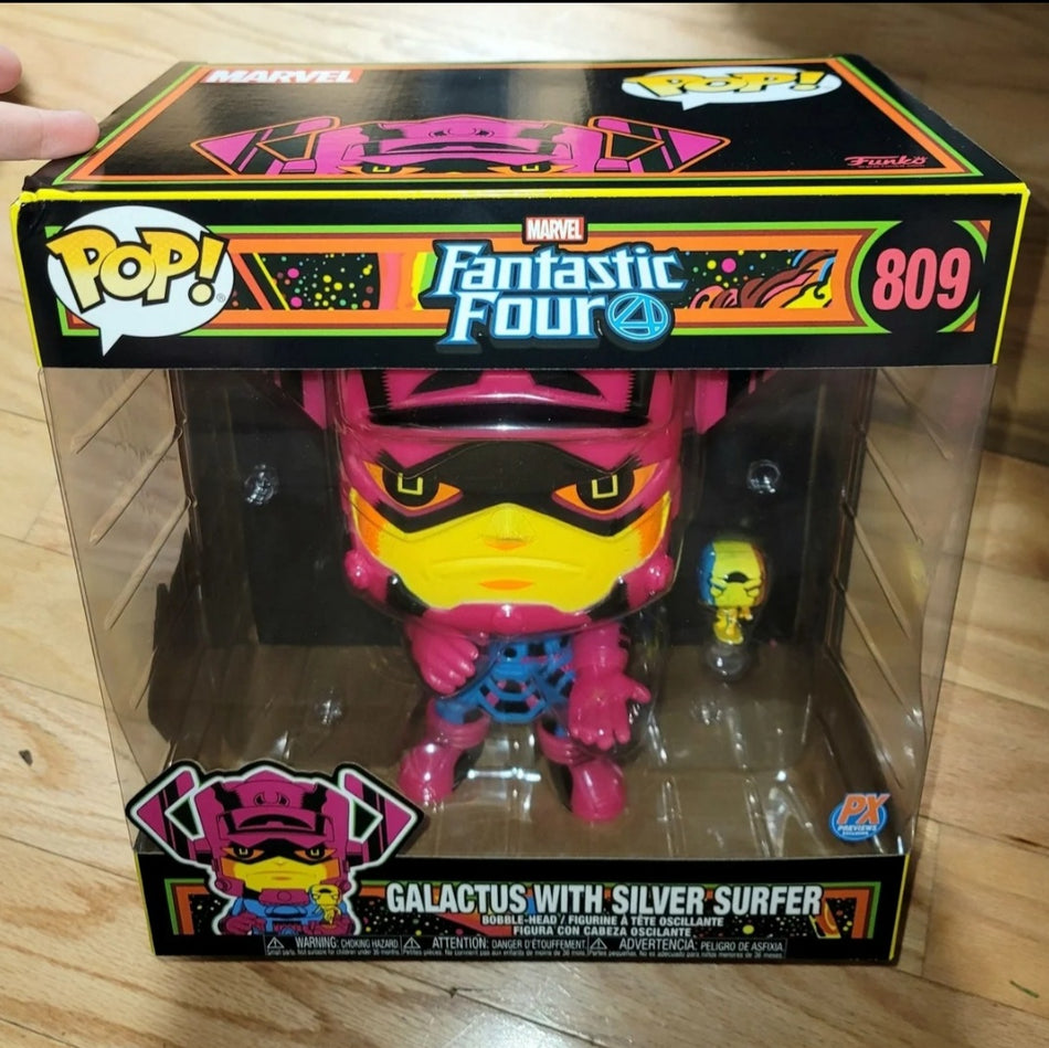 Funko POP!: Fantastic Four - PX Excl Jumbo Galactus with Silver Surfer #809 Blacklight 10 Inch