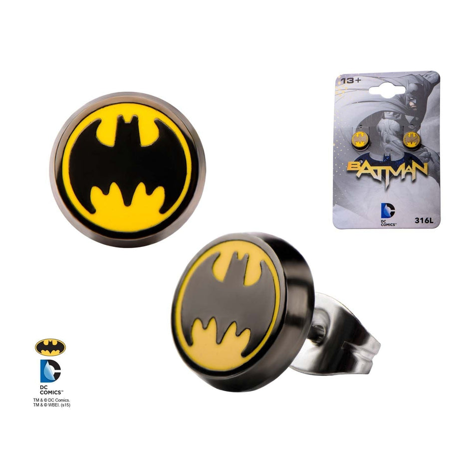 DC Comics Batman Logo Enamel Stud Earring - 1 Pair