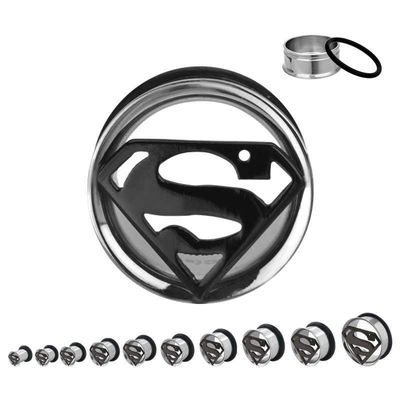 DC Comics Cut Out Superman Logo Single Flared Plug - 1 Pair